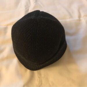 Ralph Lauren Double RL Black Ribbed Knit Beanie